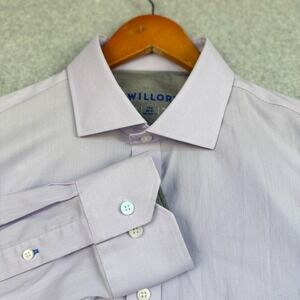 Twillory Performance Dress Shirt 16.5 36/37 Tailored Fit Purple Non-Iron Stretch